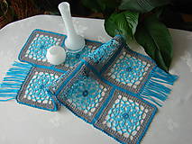 Úžitkový textil - háčkovaný obrus " modrá laguna" - 6593929_