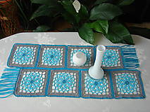 Úžitkový textil - háčkovaný obrus " modrá laguna" - 6593936_