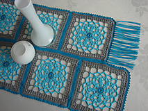 Úžitkový textil - háčkovaný obrus " modrá laguna" - 6593947_