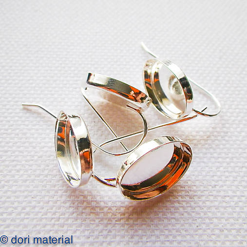 Komponenty - strieborné oválne lôžka Ag 925; 14 x 10 mm; pár - 6594496_