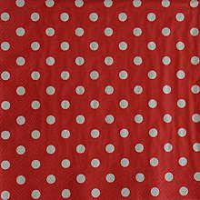 Papier - servítka Bodka biela na červenom - Dots red - 6596320_