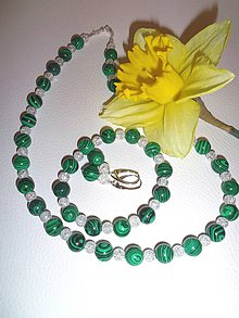 Sady šperkov - "malachit" kryštál súprava - náhrdelník, náramok, náušnice - 6598205_