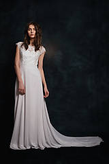 Šaty - Svadobné šaty s holým chrbátom a vlečkou - 6599106_