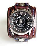 Náramky - Hnedý kožený remienok s hodinkami Gino Rossi, čierny ciferník - 6601265_
