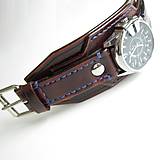 Náramky - Hnedý kožený remienok s hodinkami Gino Rossi, čierny ciferník - 6601269_