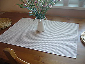 Úžitkový textil - Obrus káro bielo-béžový 86x62 cm - 6615260_