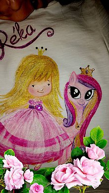 Topy, tričká, tielka - Tričko s princeznou a poníkom - 6621353_