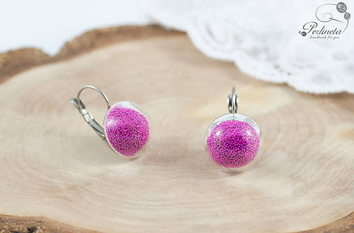 Náušnice - Bláznivé mikroguličky - Fuchsia - 6624292_