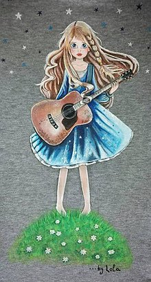 Detské oblečenie - Dievčatko s gitarou a hviezdickami - 6627463_