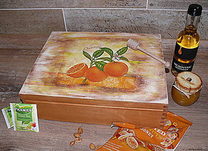 Úložné priestory & Organizácia - čajová krabica s pomarančmi :) - 6628392_