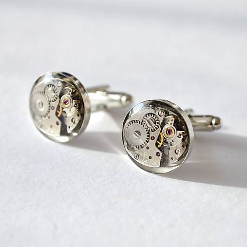 Pánske šperky - MANŽETOVÉ KNOFLÍČKY -STEAMPUNK - ČIRÉ - 6631908_