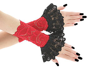 Rukavice - Spoločenské čipkové dámské rukavice 03K - 6631520_