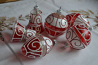 Dekorácie - Vianočná sada baniek na stromček v červeno-bielom prevedení - 6631033_