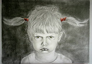 Kresby - Portrét nahnevaného dievčatka - "a nie a nie!" - 6630012_