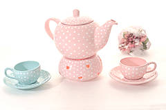 Nádoby - Ružový čajník s bodkami - 6634068_