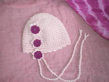 Detské čiapky - Ružová čiapočka s kvietkami - 6636665_