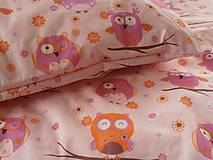 Detský textil - SOVIČKY ružové Detské obliečky bavlnené 100 x 140 / 40 x 60 cm - 6641420_