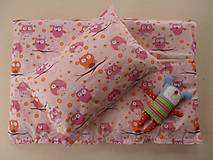 Detský textil - SOVIČKY ružové Detské obliečky bavlnené 100 x 140 / 40 x 60 cm - 6641421_