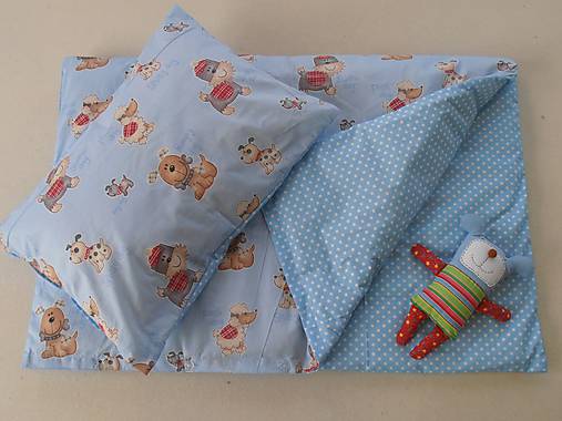 Detský textil - Obojstranné obliečky bavlnené 100 x 140 / 40 x 60 cm Psíčkovia a bodky - 6641430_