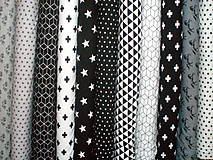 Textil - Úplet ČB kocky - biela - 6653375_