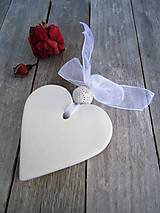 Darčeky pre svadobčanov - Srdiečko biele jednoduché - 6662946_
