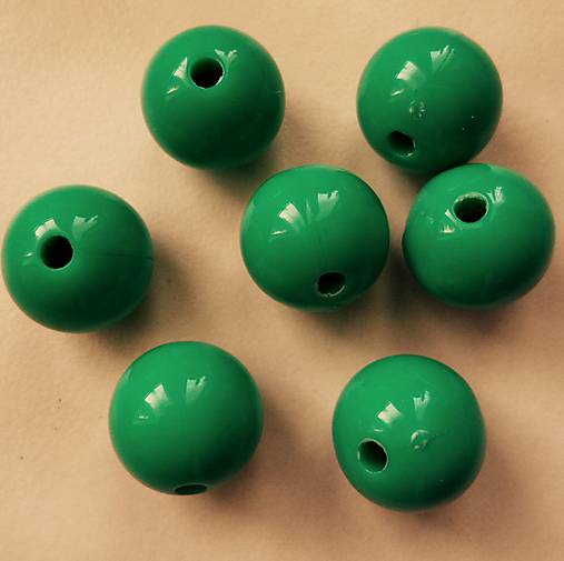 Korálky COLOR plast 12mm-1ks (tm.zelená)