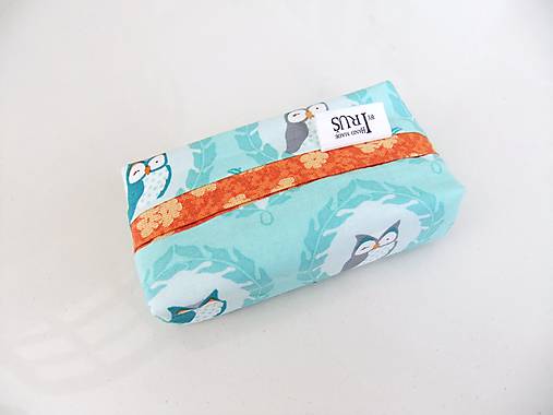 Taštičky - Púzdro na vreckovníčky - Sovičky mint - 6664700_