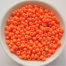 Korálky - Rokajl 3mm pravidelný-10g (oranžová) - 6676208_