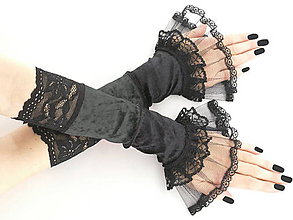 Rukavice - Dámské čierno šedé rukavičky s čipkou  0105D - 6677345_