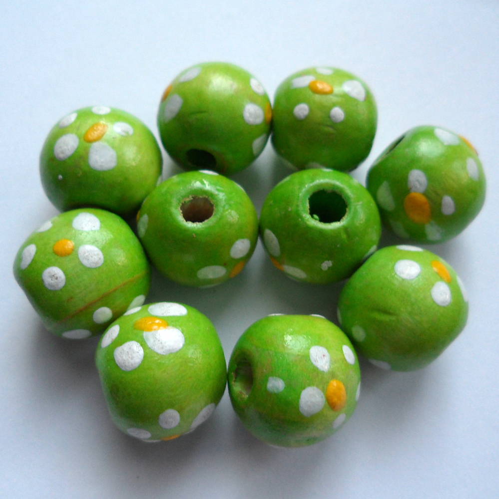 Drevené korálky 16mm-1ks (zelená)