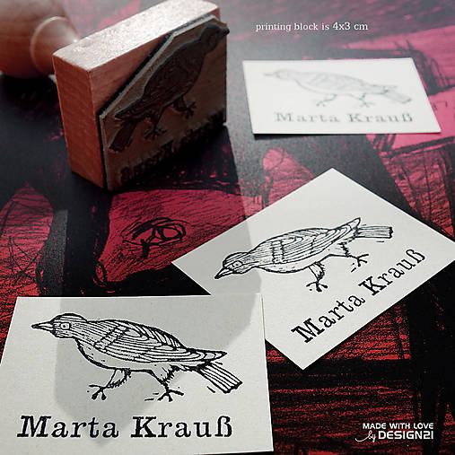 Materiál ručne robený - Vtáčik: pečiatka 4x3 cm - 6679653_