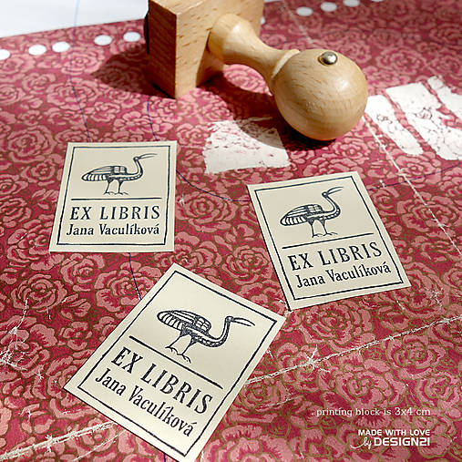 Materiál ručne robený - Štylizovaný vtáčik: pečiatka 3x4 cm - 6679654_