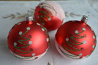 Dekorácie - Guličky na stromček s motívom vianočného stromčeka - 6685404_