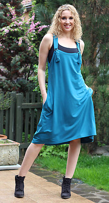 Šaty - Petrolejová šatová sukně - 6689675_