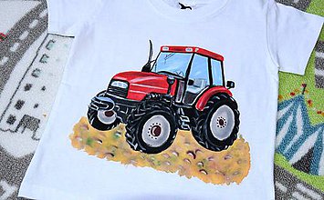 Topy, tričká, tielka - Maľovaný traktor - 6693866_