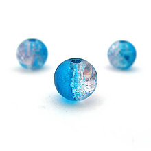 Korálky - Korálka sklenená praskaná modrá 8mm 10ks - 6696254_