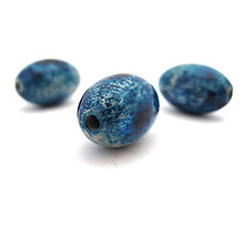 Korálky - Korálka plastová oliva modrá 12x19mm - 6696288_