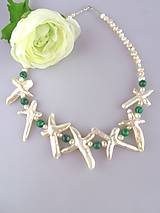 Náhrdelníky - perly malachit náhrdelník - 6698496_