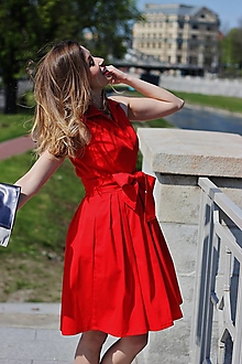 Šaty - MONA, letní verze bez rukávů, sytě červená - 6703063_