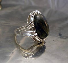 Pánske šperky - Pánsky prsteň s labradoritom - AG 925 - 6703078_