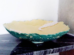 Nádoby - tanier s bielymi guličkami - 6704930_
