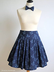 Sukne - set z modrotlače: skladaná sukňa a motýlik - 6702975_