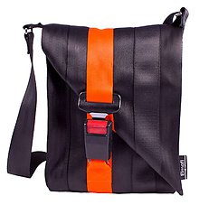 Kabelky - Favorit black and orange - z bezpečnostných pásov - 6709067_