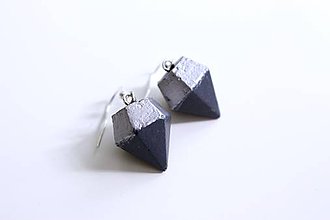 Náušnice - Betónové diamanty čierne - 6713263_