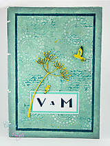 - Kniha hostí zelenkavá s lúčnymi kvetmi a vtáčikmi inšpirovaná Art Deco - 6711863_