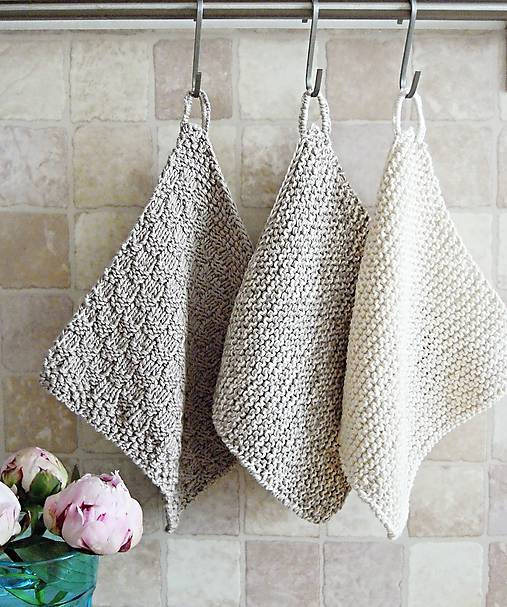 Úžitkový textil - Pletené chňapky - sivé I - 6716530_