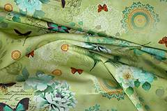 Textil - Látka Vintage na zelenej zvyšok 1,25 m - 6721327_