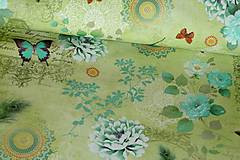 Textil - Látka Vintage na zelenej zvyšok 1,25 m - 6721331_