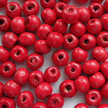 Korálky - Drevené korálky 7x8mm-50ks (červená) - 6722193_