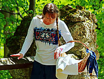 Topy, tričká, tielka - Dámske tričko batikované, maľované, folk ČÍŽIČEK - 6721140_